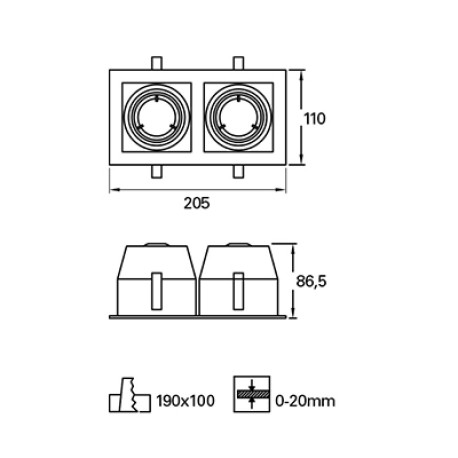 Downlight Cardan GU10 8w blanco Forlight