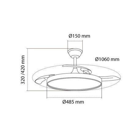 Ventilador de techo Polaris 43w CCT CristalRecord