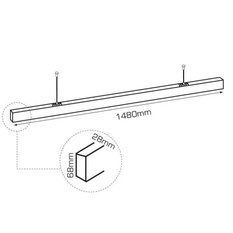 Lámpara lineal LED Office 60w sin alimentación blanco I-TEC
