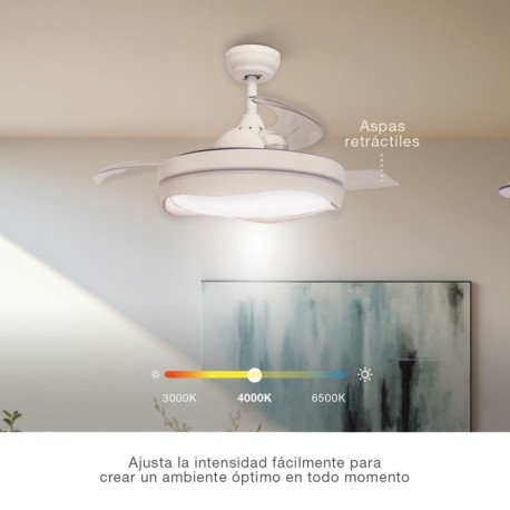 Ventilador techo Nicosia con luz CCT blanco GSC