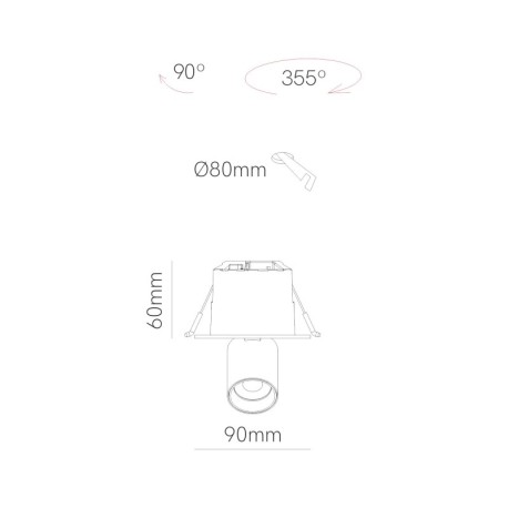 Foco proyector empotrable Mini-oxo Round 1 Beneito Faure