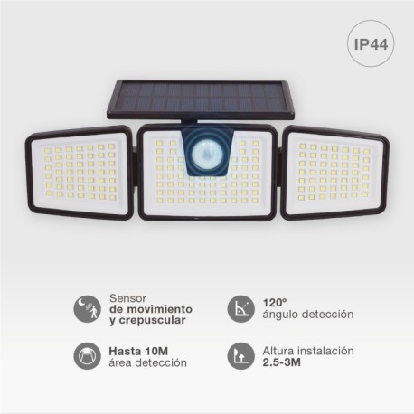 Aplique solar LED Marlo c/ sensor de movimiento y crepuscular GSC