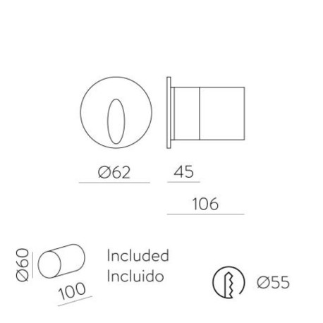 Empotrable de pared Orion de ACB Iluminación