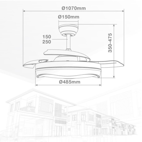 Ventilador techo Nicosia con luz CCT GSC