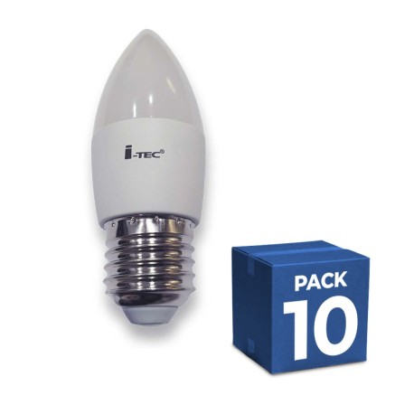 Pack-10 Bombillas LED Vela E27 6w 300º I-TEC