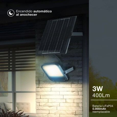 Proyector solar LED Miloha con sensor negro GSC