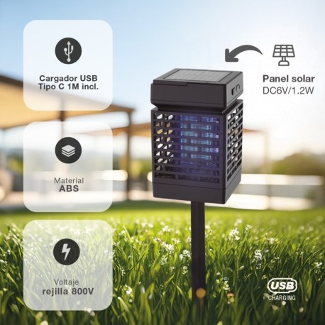 Estaca jardín solar LED Alata mata insectos 5w 1600-1800w GSC