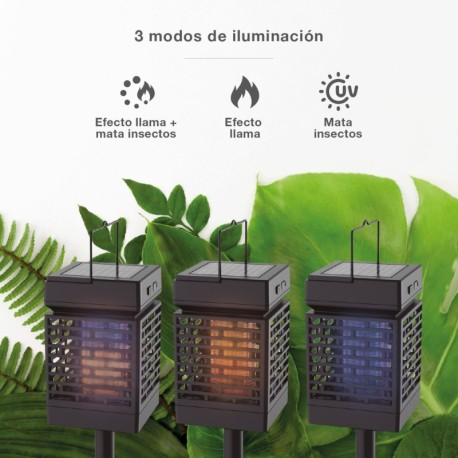 Estaca jardín solar LED Alata mata insectos 5w 1600-1800w GSC