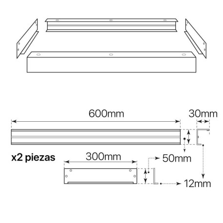 Marco para panel led 30x60cm aluminio I-TEC