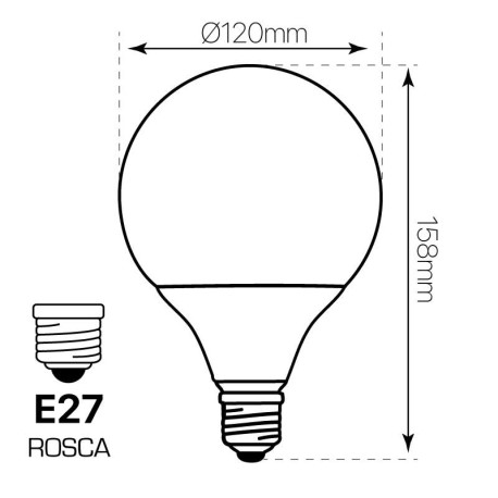 Bombilla LED Globo G120 12w E27 330º I-TEC