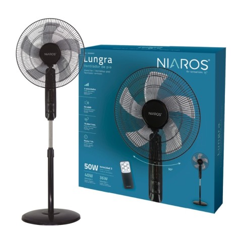 Ventilador de pie Lungra mando y temp. 50W negro GSC