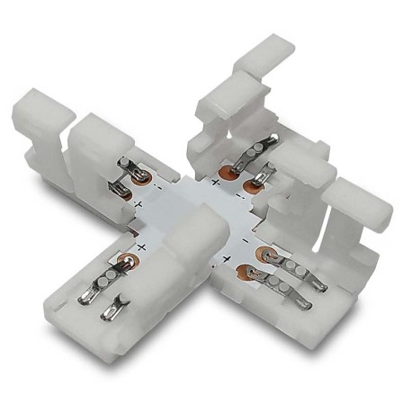 Conector X monocolor 2 pin tiras led 8mm y 10mm I-TEC