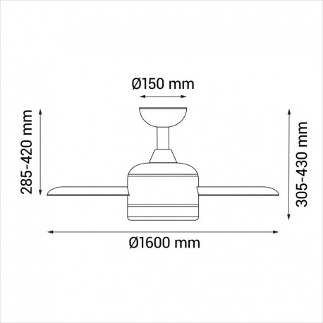 Ventilador de techo Anne XL con luz Sulion