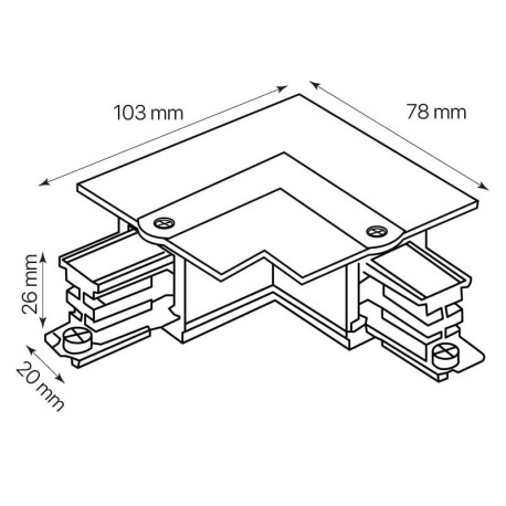 Conector L derecha carril trifásico Kodiak I-TEC