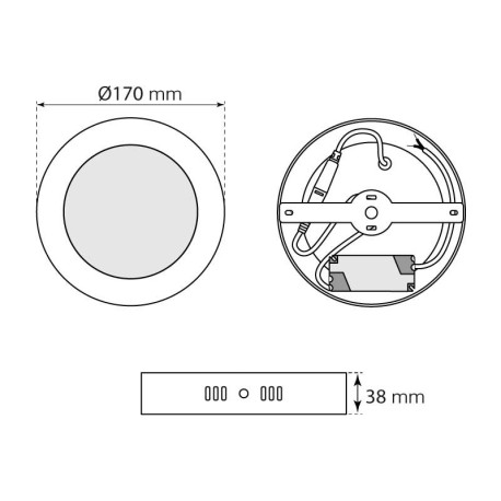 Downlight plafón Slim superficie redondo 12w I-TEC