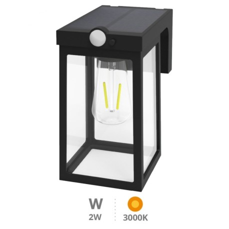 Aplique solar LED c/sensor movimiento y crepuscular 2w 3000k GSC