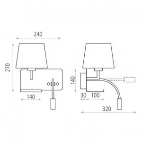 Aplique Hold USB E27+LED 3000K de ACB Iluminación