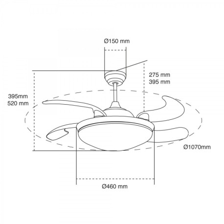 Ventilador de techo DC María LED-CCT y Altavoz oculto CristalRecord