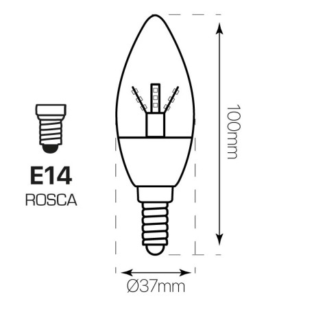 Bombilla LED Vela E14 4w transparente I-TEC