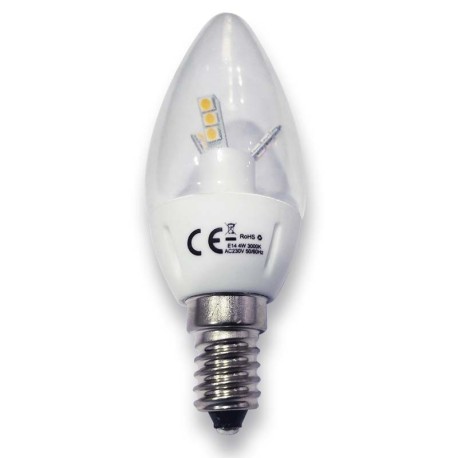 Bombilla LED Vela E14 4w transparente I-TEC