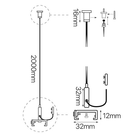 Kit de suspensión con cierre carril trifásico Alaska I-TEC