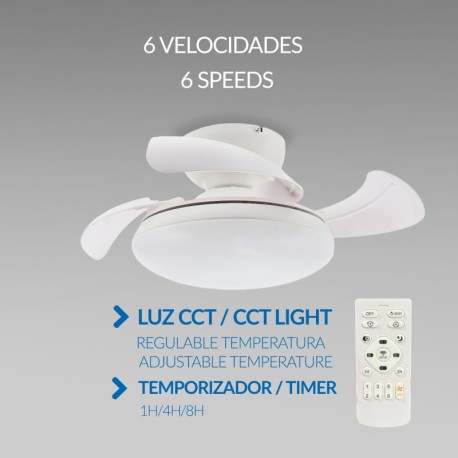 Ventilador de techo Mushroom Ø72,5cm CCT blanco Mimotec