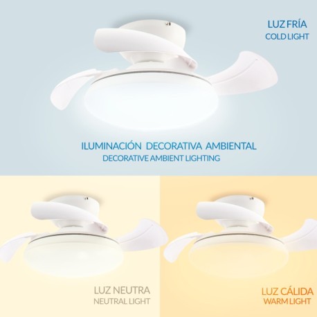 Ventilador de techo Mushroom Ø72,5cm CCT blanco Mimotec