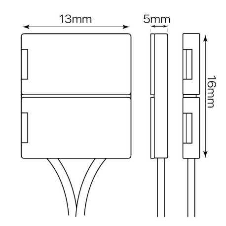 Conector doble +cable monocolor 2Pin tira led 8mm y 10mm I-TEC