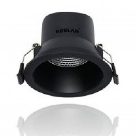 Foco Downlight LED Empotrable 6W Regulable Aro Negro Roblan