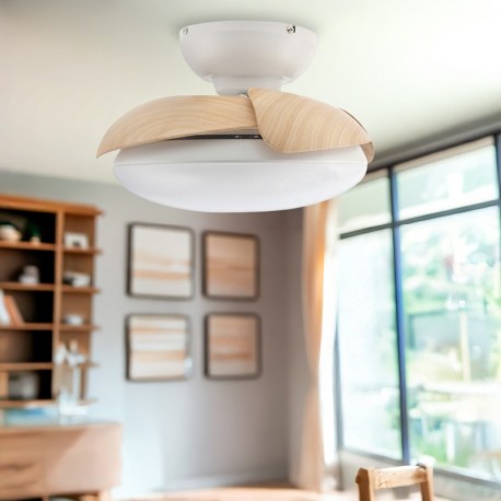 Ventilador de techo Mushroom Ø72,5cm CCT blanco y madera Mimotec