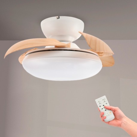 Ventilador de techo Mushroom Ø72,5cm CCT blanco y madera Mimotec