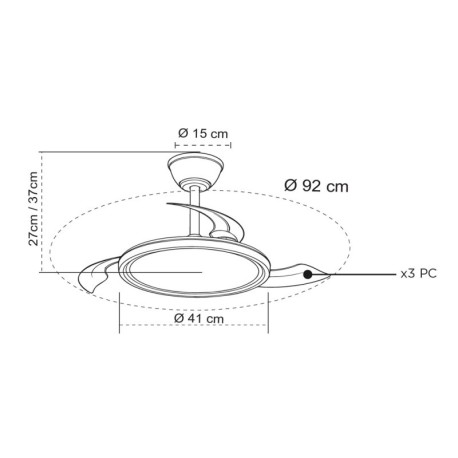 Ventilador de techo Rexus 24+8w CCT blanco CristalRecord