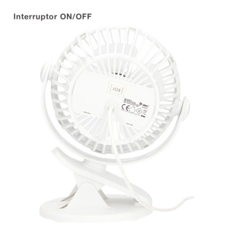 Mini ventilador de sobremesa Fune tipo clip USB Blanco GSC