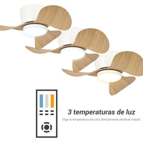 Ventilador de techo Monty blanco/madera con luz  Sulion