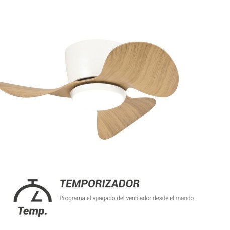 Ventilador de techo Monty blanco/madera con luz  Sulion