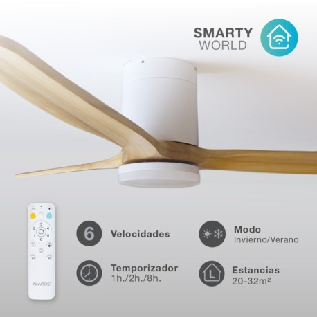 Ventilador de techo smart Kasama blanco/haya luz CCT GSC