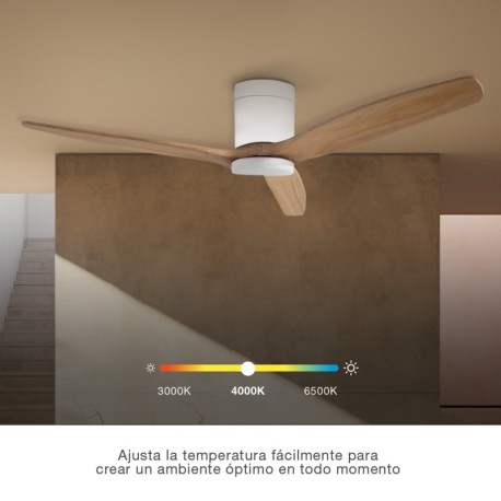 Ventilador de techo smart Kasama blanco/haya luz CCT GSC