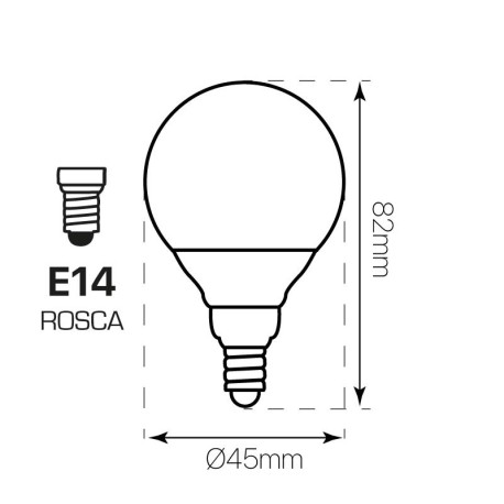Bombilla LED Esférica E14 6w 300º dimable triac I-TEC