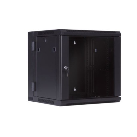 Armario mural 19” 9U  2 Cuerpos F-550 mm Negro puerta cristal Sunpro