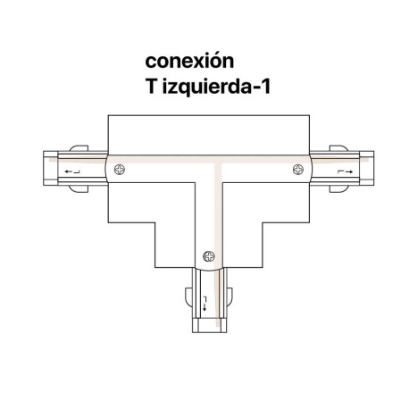 Conector T Izquierda 1 carril trifásico Kodiak I-Tec