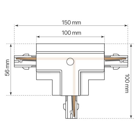 Conector T Derecha 1 carril trifásico Kodiak I-Tec