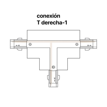 Conector T Derecha 1 carril trifásico Kodiak I-Tec