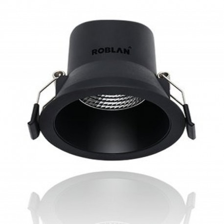 Foco Downlight LED Empotrable 6W Regulable Aro Negro Roblan