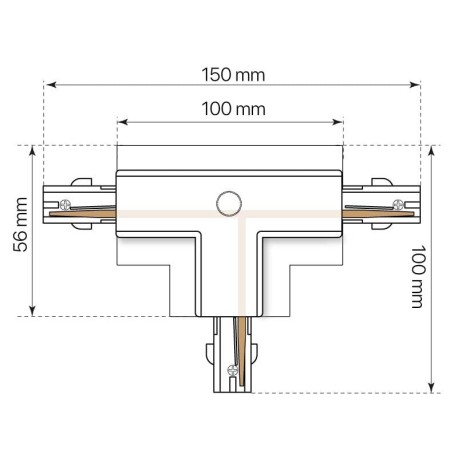 Conector T Derecha 2 carril trifásico Kodiak I-Tec