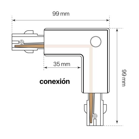 Conector L derecha carril trifásico Alaska I-TEC