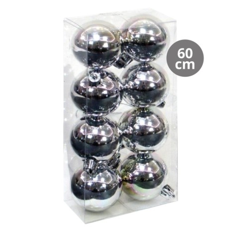 Pack 8 bolas de navidad 6cm Plateado GSC