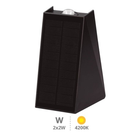 Aplique solar LED Jankia 2x2w negro GSC