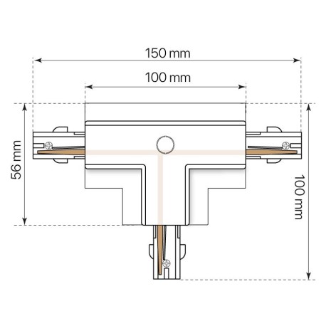 Conector T Izquierda 2 carril trifásico Kodiak I-TEC