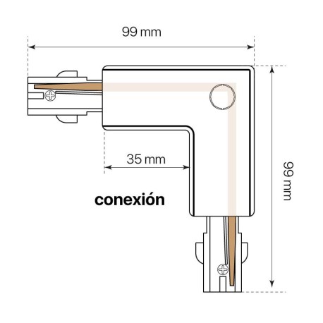 Conector L izquierda carril trifásico Alaska I-TEC