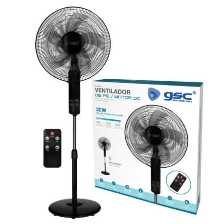 Ventilador de pie Tehri negro con motor DC 30w GSC